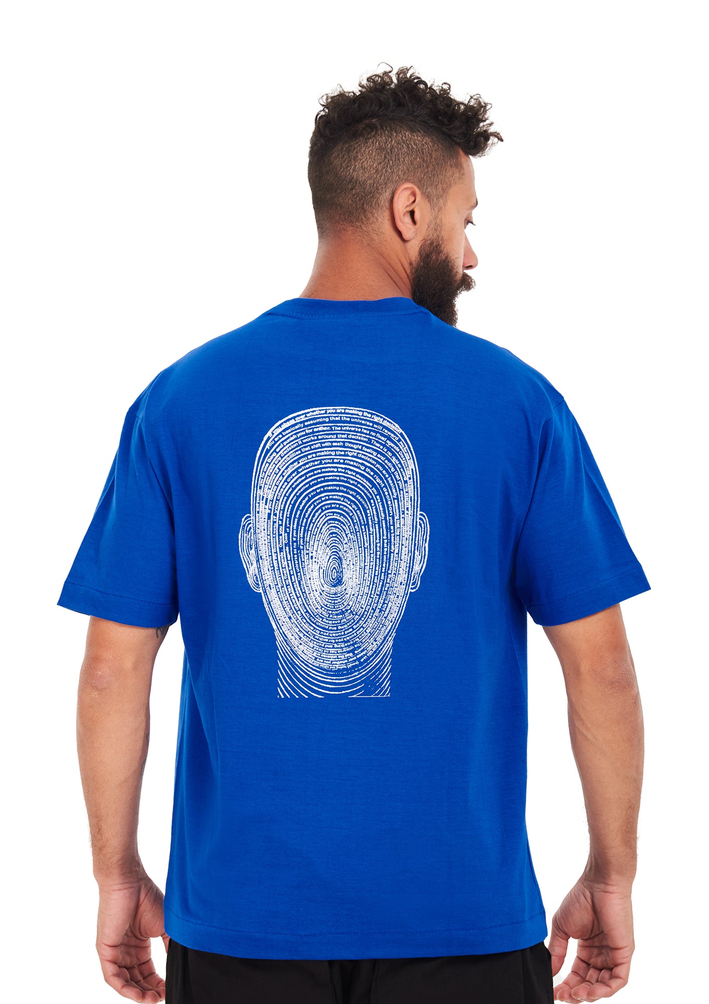 Signature Face Oversized printed Royal blue T-shirt .